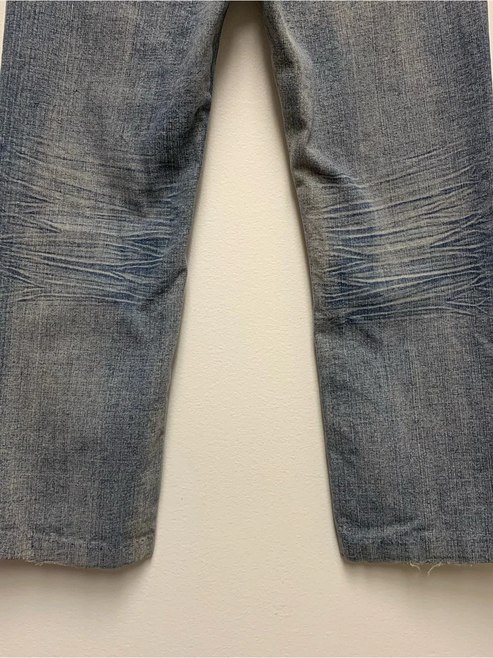 Xtreme Couture Leather Cross Straight Jeans 34 x 27 Y2K Distressed Vtg *Hemmed